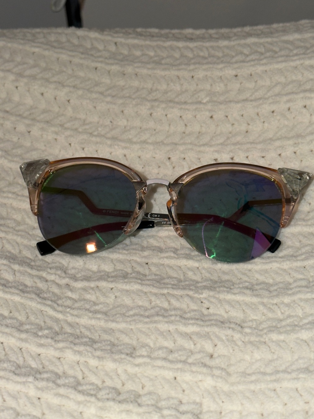 Fendi Clear Frame Mirrored Lens Sunglasses - Pink Clear